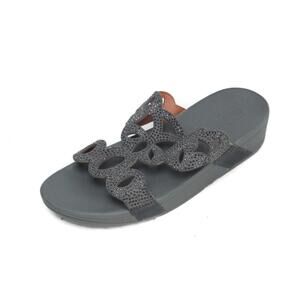 fitflop elora crystal sandals shoes gray women's sz 10